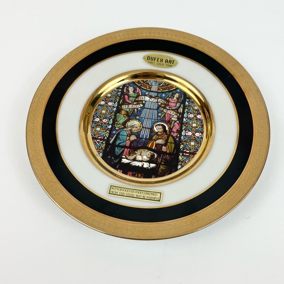 Vintage Dufex Art 24K Gold Trim 6” Decorative Collectible Nativity Scene Plate - Picture 4 of 12